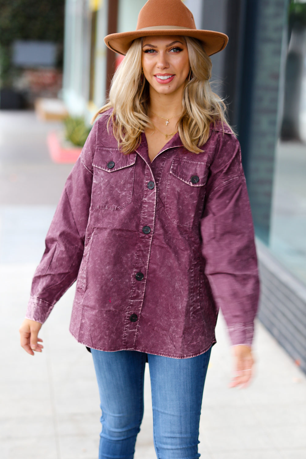 ONLINE EXCLUSIVE Eggplant Vintage Washed Button Up