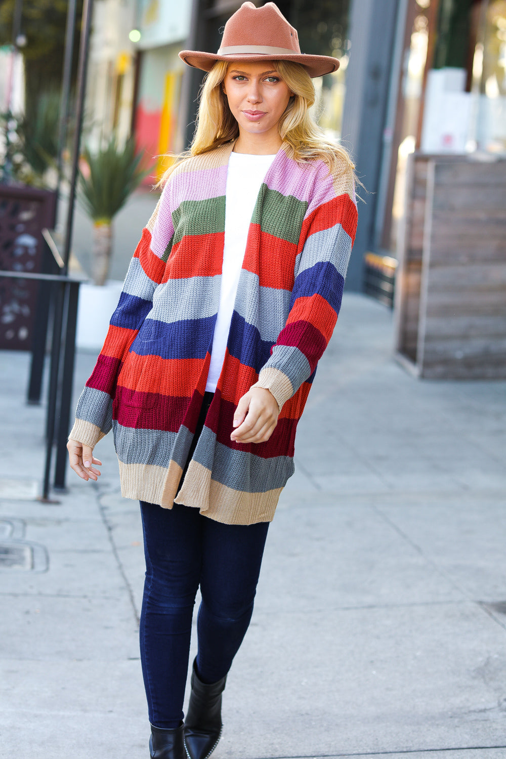 ONLINE EXCLUSIVE! Multicolor Striped Slouchy Cardigan
