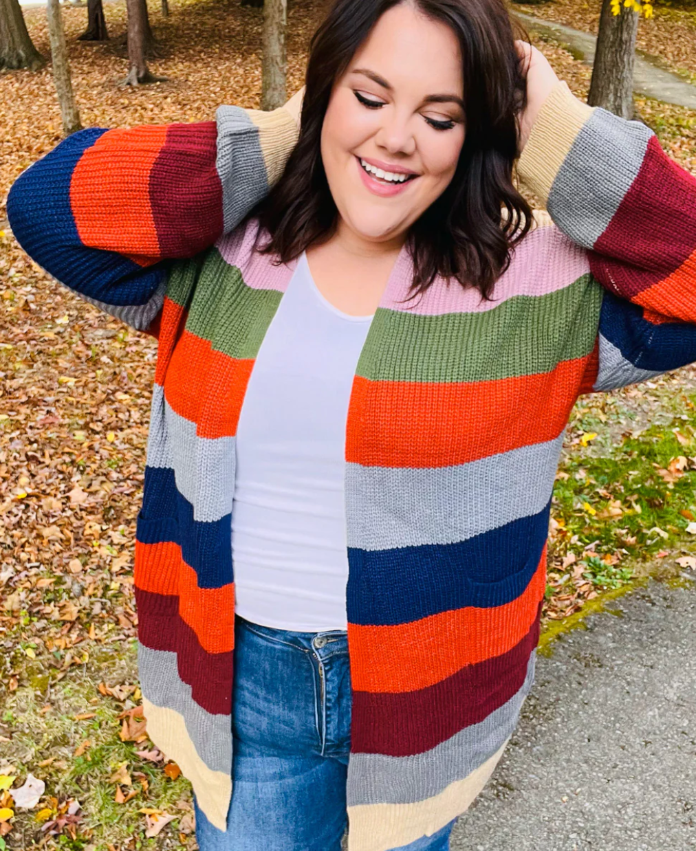 ONLINE EXCLUSIVE! Multicolor Striped Slouchy Cardigan