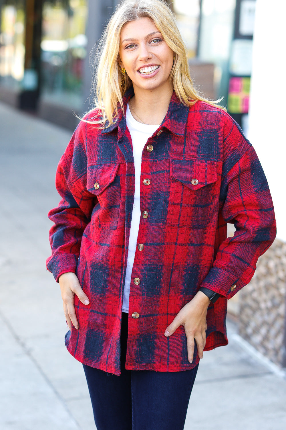 Cotton Flannel Pocketed Jacket