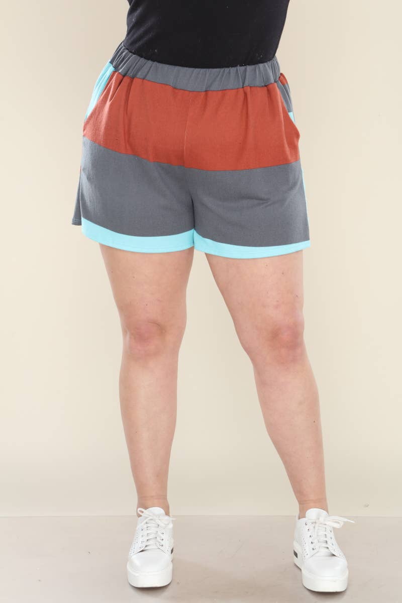 Aqua Color Block Shorts