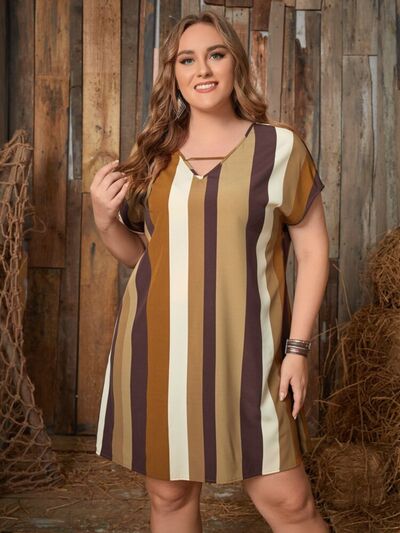 Striped Short Sleeve Mini Dress