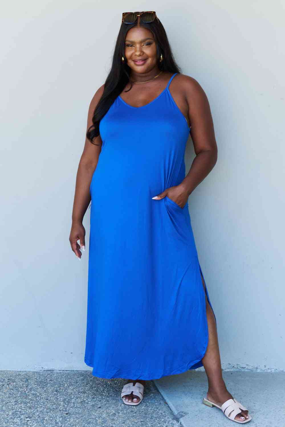 Cami Side Slit Maxi Dress in Royal Blue